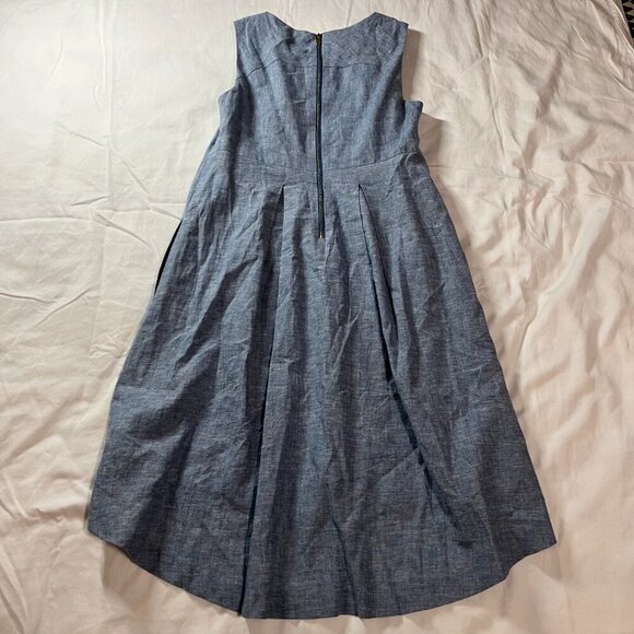Donna Morgan Light Blue Linen Blend Sleeveless A-Line Dress | Size 2 - Picture 5 of 9